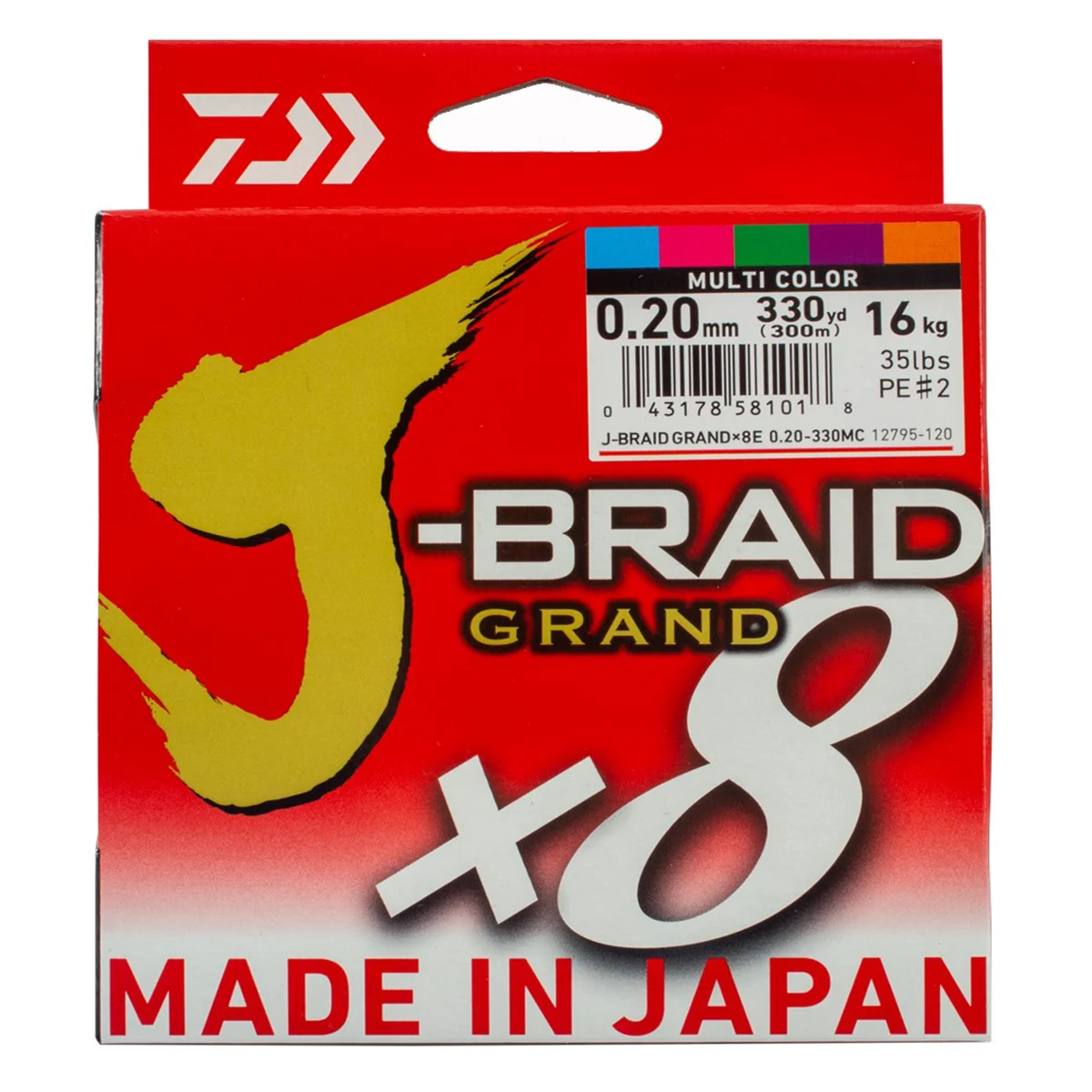 Daiwa J-Braid X8 Grand Multicolour – 300M
